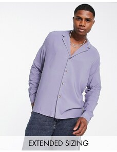 ASOS DESIGN - Camicia comoda in viscosa con colletto con rever ampio, colore grigio ardesia