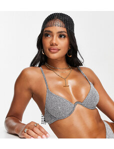 South Beach - Mix and Match - Top bikini con ferretto vistoso argento metallizzato