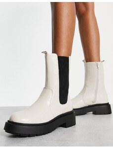 New Look - Stivaletti Chelsea alla caviglia bassi bianco sporco effetto coccodrillo