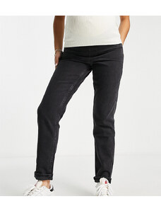 ASOS Maternity ASOS DESIGN Maternity - Mom jeans slim nero slavato con fascia sotto il pancione