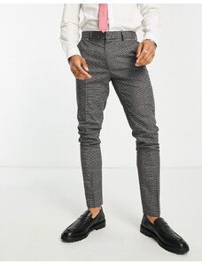 ASOS DESIGN - Pantaloni da abito skinny grigio antracite a quadri pied de poule