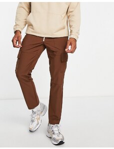 Topman - Pantaloni skinny cargo marroni con elastico in vita-Marrone
