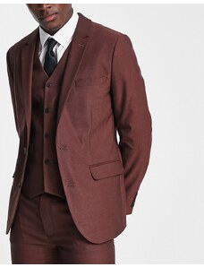 ASOS DESIGN - Giacca da abito Oxford elegante skinny rosso bruciato