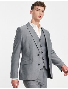 ASOS DESIGN - Giacca da abito Oxford elegante skinny grigio antracite