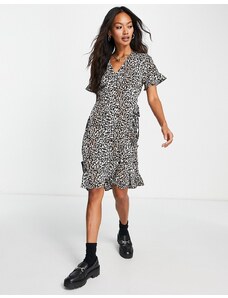 Vero Moda - Vestito corto avvolgente con stampa leopardata-Multicolore
