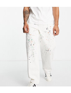 COLLUSION - x014 - Jeans larghi bianchi con schizzi di vernice-Neutro