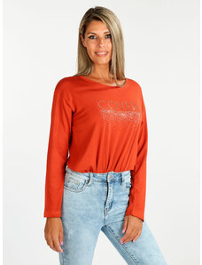 Coveri Moving T-shirt Manica Lunga Donna Con Strass Arancione Taglia L