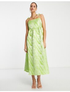 Vero Moda - Aware - Vestito lungo con spalline sottili in jacquard lime-Verde