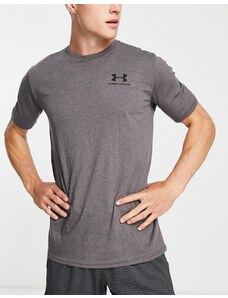 Under Armour - T-shirt grigio scuro con logo tono su tono
