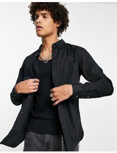 AllSaints - Hawthorne - Camicia elasticizzata nera-Nero
