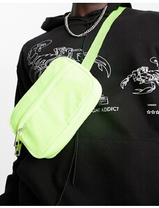 ASOS DESIGN - Marsupio a tracolla verde neon con pochette con zip