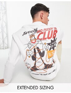 ASOS DESIGN - T-shirt oversize bianca con stampa dei Looney Tunes-Bianco