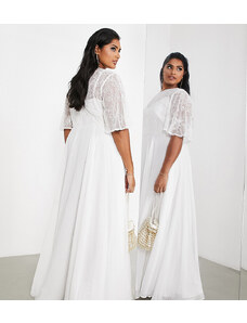 ASOS Curve ASOS DESIGN Curve - Vestito da sposa con corpino decorato-Bianco