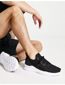 London Rebel - X - Sneakers stile running in maglia nera-Nero