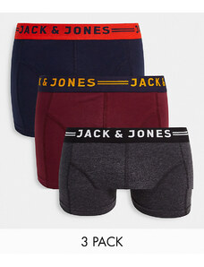 Jack & Jones - Confezione da 3 boxer aderenti con fascia in vita a contrasto-Multicolore