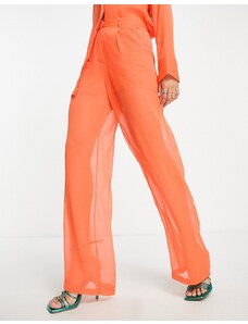 NA-KD - Pantaloni con fondo ampio arancioni trasparenti in coordinato-Arancione