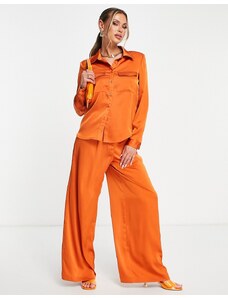 Aria Cove - Camicia in raso ruggine con tasca in coordinato-Arancione