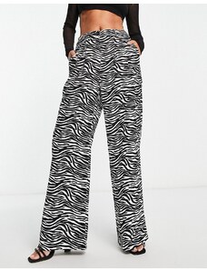 Urban Threads - Pantaloni con fondo ampio e stampa zebrata-Multicolore
