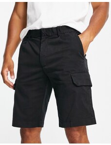 Calvin Klein - Pantaloncini cargo in rasatello di misto cotone neri-Nero