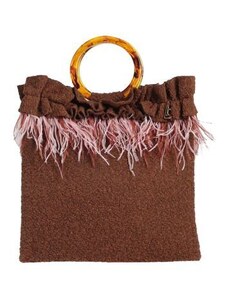 COCCINELLE Borsa Donna a Mano Marrone Clutch con Tracolla, In Vera Pel