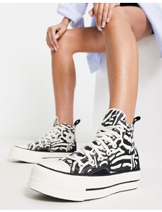 Converse - Chuck Taylor All Star Lift Hi - Sneakers alte con stampa zebrata-Nero