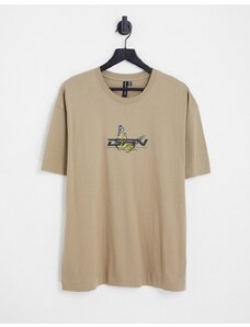 Good For Nothing - T-shirt oversize color pietra con grafica stampata di farfalla-Neutro
