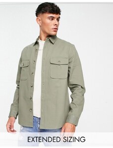 ASOS DESIGN - Camicia giacca in cotone kaki-Verde