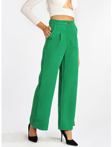 New Collection Pantaloni Donna a Gamba Larga Con Tasche Casual Verde Taglia S