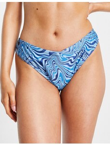 Brave Soul - Slip bikini a vita bassa blu con stampa astratta