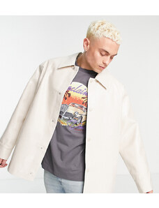 Reclaimed Vintage Inspired - Camicia giacca oversize color crema effetto coccodrillo-Bianco