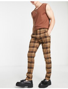 ASOS DESIGN - Pantaloni skinny eleganti marrone a quadri