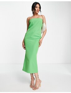 Pretty Lavish - Vestito a fascia al polpaccio aperto dietro verde