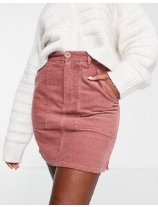 ASOS DESIGN - Minigonna in velluto rosa con tasca applicata