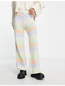 Pieces - Pantaloni a fondo ampio in maglia pastello sfumati in coordinato-Multicolore