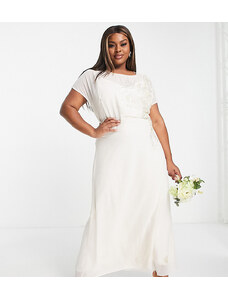 Hope & Ivy Plus Bridal - Vestito lungo da sposa ricamato color avorio allacciato sul retro-Bianco