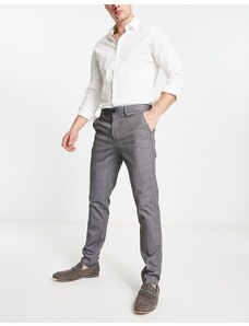 Jack & Jones Intelligence - Pantaloni slim eleganti in jersey grigio a quadri