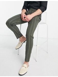 ASOS DESIGN - Pantaloni eleganti skinny alla caviglia verdi a righe-Verde