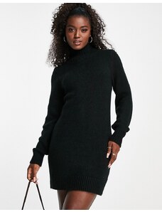 ASOS DESIGN - Vestito corto in maglia accollato nero