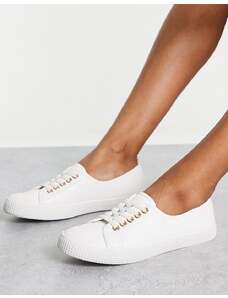 New Look - Sneakers stringate bianche effetto coccodrillo-Bianco