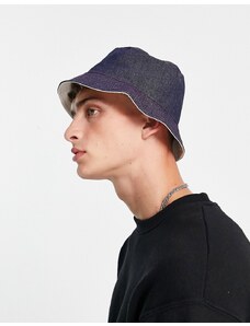 Bando - Cappello da pescatore double-face blu navy e bianco sporco