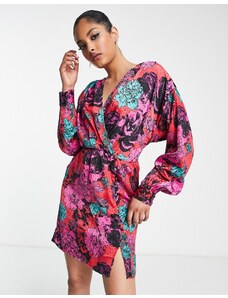 Vero Moda - Vestito corto in jacquard con gonna con bottoni a fiori-Multicolore