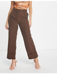 Vero Moda - Aware - Pantaloni da abito sartoriali con risvolto marrone
