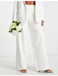 Vila - Pantaloni sartoriali da sposa con fondo ampio bianchi in coordinato-Bianco