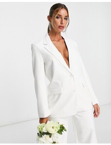 Vila - Blazer da abito da sposa oversize sartoriale bianco