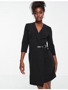 Morgan - Vestito blazer avvolgente nero con fibbia