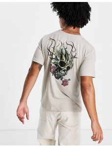 Bolongaro Trevor - T-shirt oversize color pietra con stampa sul retro-Neutro