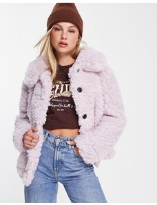Vero Moda - Cappotto in pile effetto peluche rosa pastello