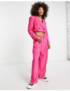Bershka - Pantaloni a vita alta rosa
