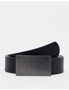 ASOS DESIGN - Cintura in pelle sintetica ampia con fibbia elegante-Nero