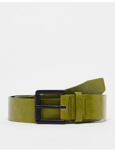 ASOS DESIGN - Cintura in pelle sintetica larga verde zigrinata